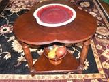 Center or Lamp Table, Three Section "Clover" Top, Triangle Lower Shelf, 28"D X 25"H