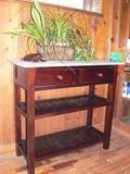 Galvanized Steel Top Mahogany Potter's Table 41"W X 16"D X 38"H