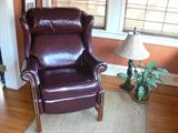 Lane "Pleather" Wingback Recliner, Cordovan w/ Hobnail Trim