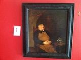 19th Century Seated Man Oil Painting - Signed John Durham $200