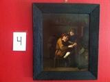 19th Century Old Master Style Musician Oil Painting on Tin $150
