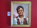 Boy Portrait Oil Painting Signed "A. Vallone"