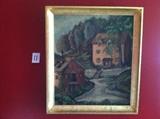Two European Homes Large Oil Painting 