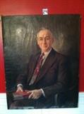 1940s Portrait Oil Painting of Man with Book 