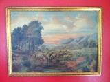 Antique Sheep Oil Painting