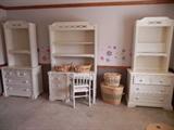 Lexington bedroom set. 2 night stands, 2 bedside tables, 1 full dresser, 1 chest, 1 desk/hutch, 2 bedside tables w/ hutch. Enough to furnish 2 rooms. 