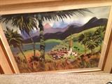 A masterful large original watercolor of a Polynesian church (Hawaii) by famous California artist Paul Blair Henri dated 1967, $350 firm. Call or text Joe at 512. 626.4105
