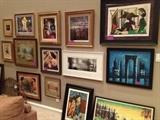 Panaromic signed photo by David H. Gibson in the center, Picasso Domaine collection numbered prints at 1 o'clock and 6 o'clock. Original Eugenie Christie watercolor at 9 o'clock.