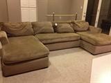 Bernhardt sectional, 3 pieces (2 chaises, 1 sofa) Suede-like tan, Scotch-guarded, needs a cleaning- all for $450