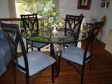 nice 5 pc. metal & glass dining table