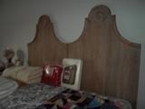 king bed w/teak headboard that hang on the wall. Will separate