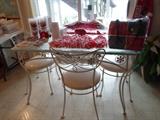 metal & glass table w/4 chairs