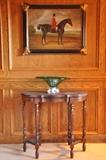 Fabulous oil on canvas painting, gate leg table and large Murano glass bowl