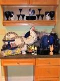 Vietri ceramic rooster and many other Italian serving pieces 