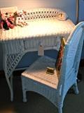 Great white wicker desk with matching chair