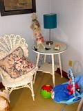 Antique wicker chair and table