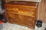 Stunning Art Deco waterfall lowboy dresser with gorgeous Bakelite pulls