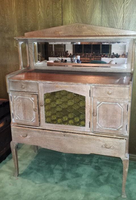 Beautiful Vintage Buffet with YELLOW bubble glass