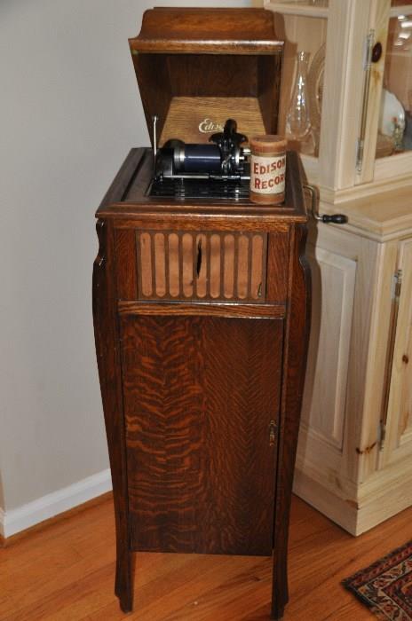 Rare Edison Amberola 30 with upright phonograph cabinet
