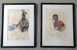 Lithograph of Naw-Kaw, Winnebago chief, by Thomas McKenney and James Hall, c. 1840; and antique lithograph of Jack-O-Pa, Chippewa chief.