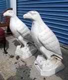 Pair of cast metal white eagles