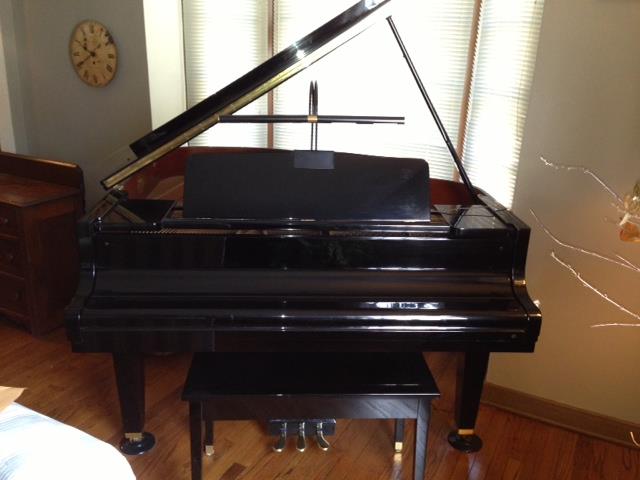 Baby Grand 5' Black ebony lacquer. Showroom condition.  Can be purchased prior to sale. 