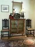 English 19th century Bamboo Bookcase and matching mirror