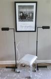 Lucite Chair and pair of Casella reading lamps