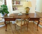 Country French Bureau Plat Desk in cherry wood.