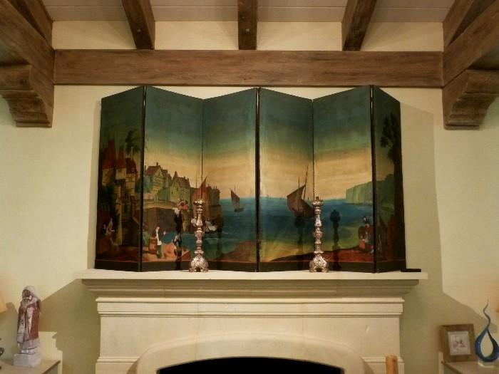 Early 19th century six panel screen from Normandy