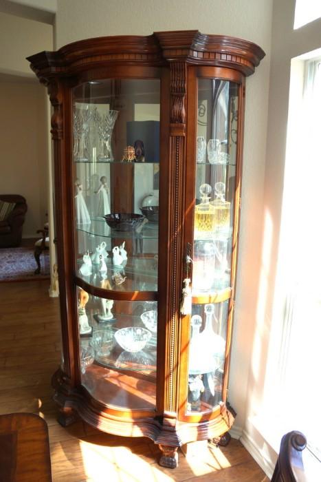 Wonderful curved glass display cabinet. Contents not included.