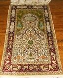 Very Fine Persian Silk and Metal-Thread Prayer Rug