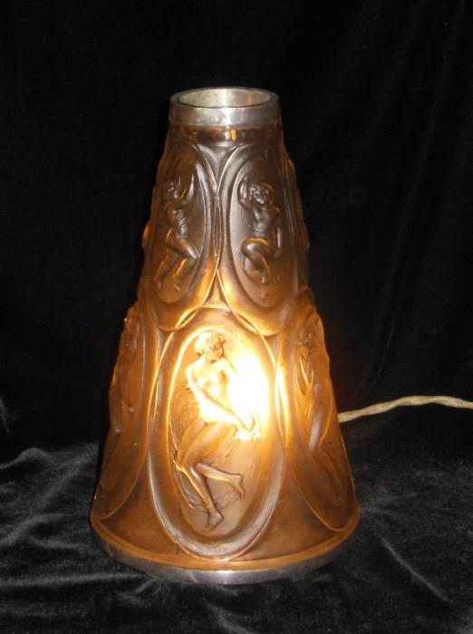 Fabulous R. Lalique 1920's Art Deco Frosted Glass Lantern with Silver Rim & Base (signed)  SOLD!