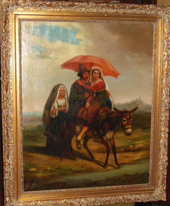 Large Late-19th. C. Spanish Oil Painting, signed