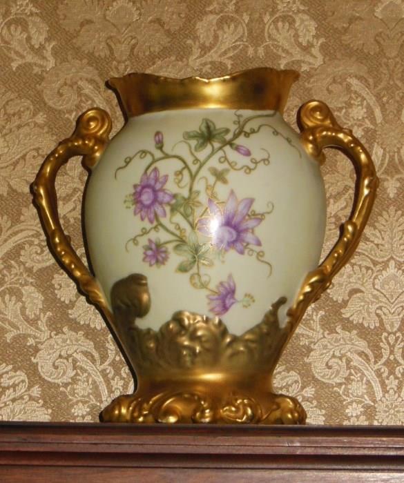 Antique Gold-Decorated Handled Vase