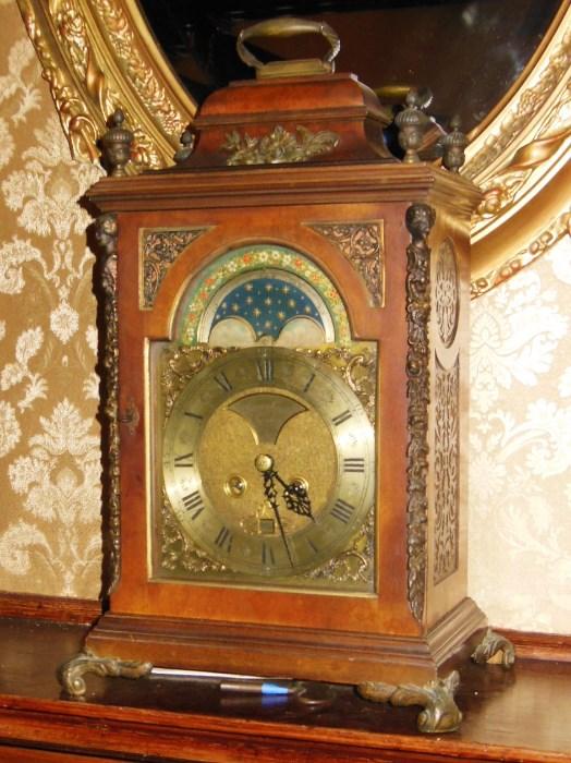 An Antique English Carriage / Mantel Clock w/ Moon Phase Dial