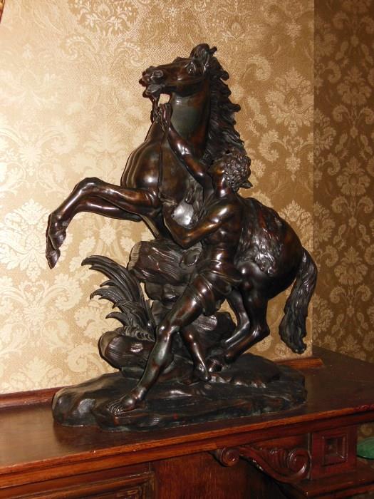 One of a Pair of Late-19th. C. Bronze Marly Horses