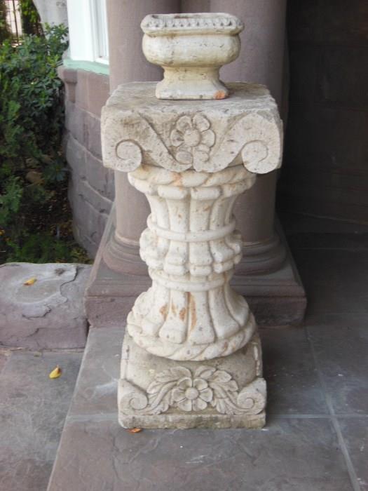 One of a Pair of Carved Stone Pedestals