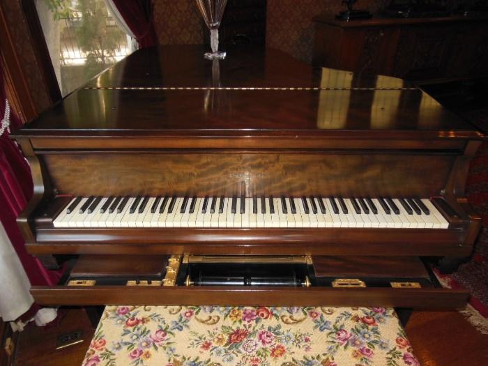 A 1927 Knabe Baby Grand Reproducing Player Piano with Original Bench, all completely restored.  SOLD!