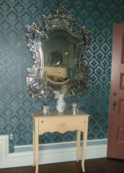 Large Ornate Etched Italian Mirror SOLD!  but we have the Marble Top Vanity