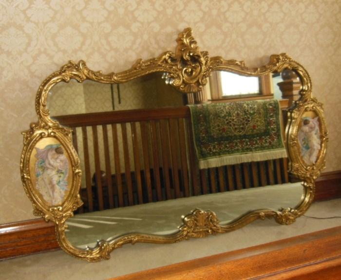 Large Gilt Mirror with Bisque Figurines SOLD!
