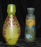 Art Nouveau Cameo Glass Vase by Legras; along with a vintage Faux Galle Art Glass Vase