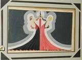 Original Art Deco French Costume Rendering for The Follies Bergere by Danan, 1938.  Purchased at Auction from Sothebys.  SOLD!