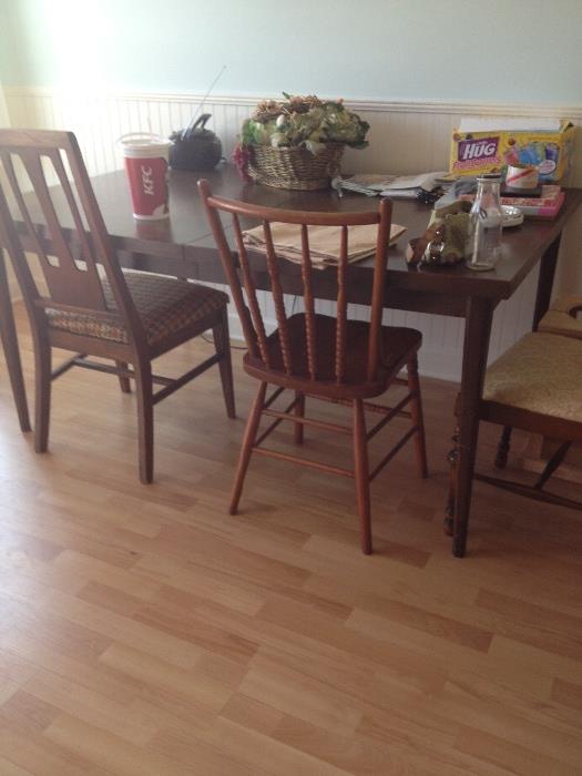 dining table and random chairs