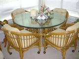 Bamboo base (glass top) table and 4 chairs