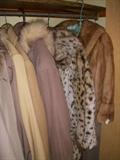 Far right:  Mink, Faux Leopard, and other women's coats