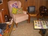 Wingback chair, TV, etc.