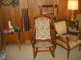 Pool items included with table.  Rocking chairs, Victorian arm chair, etc.