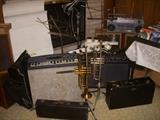 Getzen  Severinsen Model trumpet (silverplate) with case and stand (See other photos of this instrument), Martin Standard Handcraft trumpet, Amplifiers, Speakers, Etc.