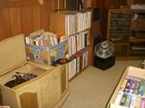 Vintage stereo, and LOTS of records and music.